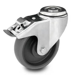 Swivel castor KJE-WTE 200K1-HC grey rubber wheel, polypropylene rim Load Capacity 220kg / 200mm / ball bearing