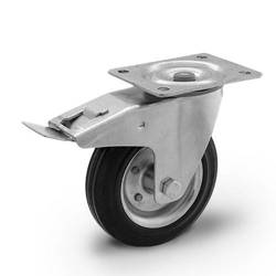 Zestaw kołowy skrętny z hamulcem CKPW-SG 160W-HC  koło metalowo-gumowe stalowa piasta  Nośność 150 kg / 160mm / wałeczkowe
