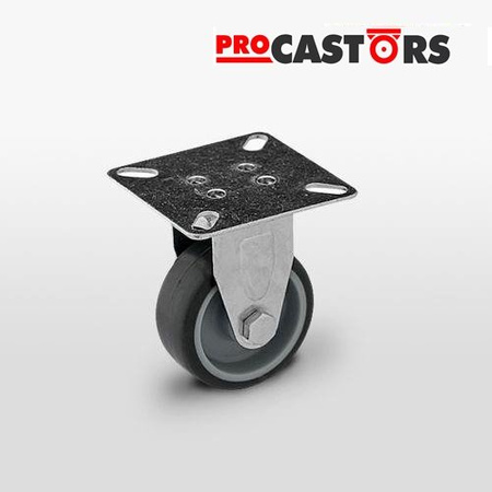 Fixed castor TPA-TPA 50S Grey rubber, Polipropylene rim, Load capacity 40kg / 50mm/ plain