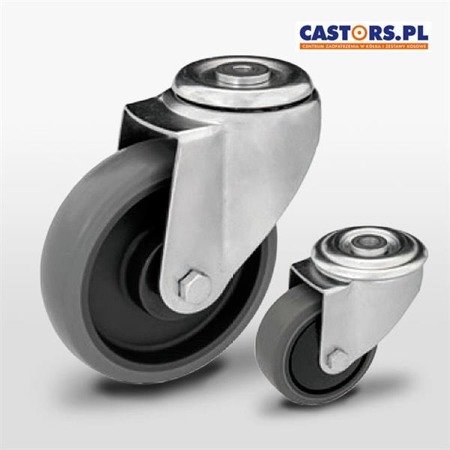 Swivel castor KJE-WTE 160K1 grey rubber wheel, polypropylene rim Load Capacity 200kg / 160mm / ball bearing