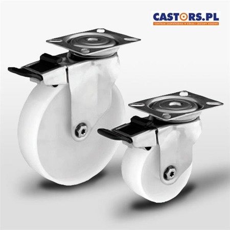 Top Plate Swivel INOX castor with break SX125NATS Polyamide wheel / Load Capacity 100kg / 125mm / plain bearing
