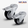 Swivel castor with break KJM-ALGE 125K-HC Rubber tyre Aluminium rim. Load Capacity 220kg / 125mm / ball bearing