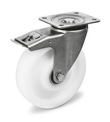Zestaw kołowy skrętny z hamulcem KPXW-POBWL 160XK-HC z kołem poliamidowym. Nośność 850 kg / 160mm/ kulkowe