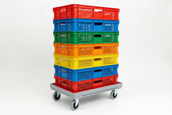 150 kg Wózek transportowy na skrzynki EURO 400x600 podstawka 4 obrotowe kółka - CAST-WTPA-400x600/M77T