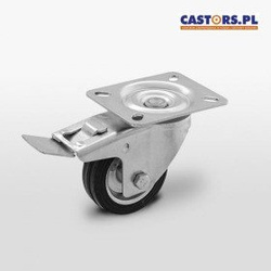 WYPRZEDAŻ - Koło metalowo-gumowe fi 200 obrotowe z hamulcem LO-CKPW-SG 80W-HC  koło metalowo-gumowe stalowa piasta  Nośność 50 kg / 80mm / wałeczkowe