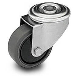 Kółko obrotowe do wózka KJE-WTE 80K1 z szarą gumą piasta polipropylenowa Nośność 90 kg / 80mm/ kulkowe