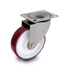 Zestaw kołowy skrętny nierdzewny KPX-POPUB 160XK piasta poliamid bieżnik PU 400kg / 160mm / kulkowe