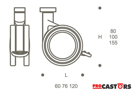 Kółko stałe/skrętne z hamulcem/bez VEGA 80/100/155/240 Nylon/włókno szklane/niebrudząca guma/ABS Nośność 50/80 kg RÓŻNE KOLORY