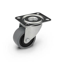 Zestaw kołowy skrętny  KPE-POGES 125K1 z kołem gumowym piasta poliamid. Nośność 150 kg / 125mm/ kulkowe
