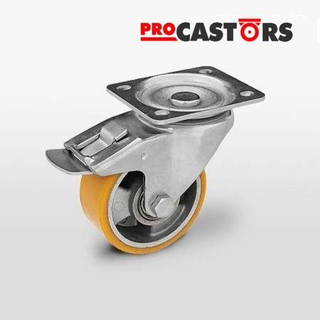 Kółka do wózka transportowe z hamulcem 125 mm obrotowe transportowe do dużych obciążeń KPM-ALPU 125K-HC 300 kg (900-1200 kg/4 kołach) Kóka skrętne do wózków platform 125mm Zestaw kołowy