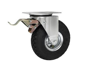 Koło pneumatyczne skrętne z hamulcem fi 260 mm 200 kg do wózka CAST-2605MŁHKx4