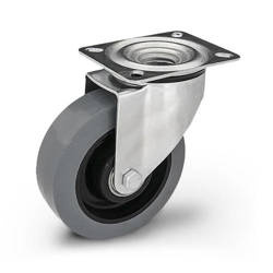 Zestaw kołowy skrętny KPE-POGES 200K z kołem gumowym piasta poliamid. Nośność 350 kg / 200mm/ kulkowe