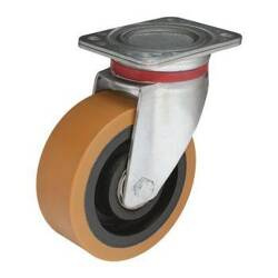 Zestaw kołowy skrętny KPH-ZPU 160K z bieżnikiem poliuretanowym. Nośność 800 kg / 160mm/ kulkowe