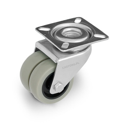 WYPRZEDAŻ OUTLET  Podwójne kółko meblowe 50mm  LOPDA-PU 50S Oponka poliuretanowa 100 kg / 50mm / ślizgowe / mocowanie płytka