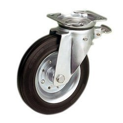 Kółko obrotowe z hamulcem do kontenera - pojemnika na śmieci KP-SG 200W-HC koło stalowo-gumowe 200mm Nośność 250 kg