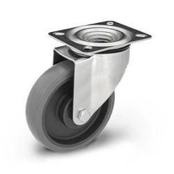 Kółko obrotowe skrętne KPE-WTE 200K1 transportowe przemysłowe z szarą gumą piasta polipropylenowa Nośność 220 kg / 200mm/ kulkowe