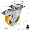 Kółka do wózka transportowe z hamulcem 125 mm obrotowe transportowe do dużych obciążeń KPM-ALPU 125K-HC 300 kg (900-1200 kg/4 kołach) Kóka skrętne do wózków platform 125mm Zestaw kołowy