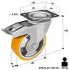 Kółka do wózka transportowe z hamulcem 125 mm obrotowe transportowe do dużych obciążeń KPM-ALPU 125K-HC 300 kg / 900-1200 kg Kóka skrętne do wózków platform 125mm Zestaw kołowy