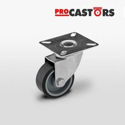 Zestaw kołowy skrętny KPA-TPA 50S z szarą gumą piasta polipropylen Nośność 40 kg / 50mm/ ślizgowe