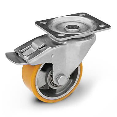Kółko transportowe fi 125 mm 300 kg obrotowe z hamulcem do dużych obciążeń LO-SBM-ALPU 125K-HC aluminiowo-poliuretanowe