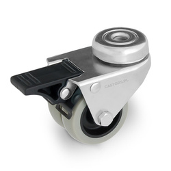 WYPRZEDAŻ OUTLET Podwójne kółko meblowe 50mm  z hamulcem na śrubę M10 LOMDA-PU 50S-HC Oponka poliuretanowa 100 kg / 50mm / ślizgowe