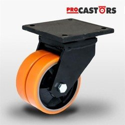 Podwójne koło transportowe obrotowe KPWD-ZPU 300K z bieżnikiem poliuretanowym. Duża Nośność 4000 kg / 300mm/ kulkowe