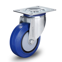200 kg Kółko transportowe do wózka LO-SWM-BLURU 100K koło gumowe niebieskie elastyczne. Nośność 200 kg / 100mm/ kulkowe