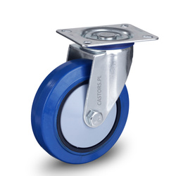 Kółko transportowe do wózka LO-SWM-BLURU 125K z kołem poliuretanowo-polamidowym. Nośność 230 kg / 125mm/ kulkowe