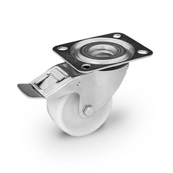 Zestaw kołowy nierdzewny skrętny z hamulcem KPX-POB 125S-HC z kołem poliamidowym. Nośność 200 kg / 125mm/ ślizgowe