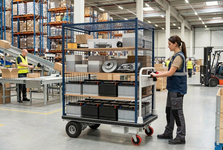 Wózek regałowy elektryczny transportowy magazynowy 400 kg