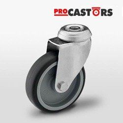 Zestaw kołowy skrętny KMA-TPA 75S z szarą gumą piasta polipropylen Nośność 60 kg / 75mm/ ślizgowe