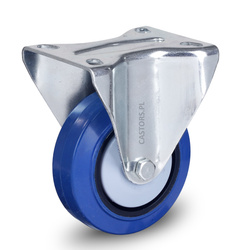 200 kg Kółko transportowe stałe do wózka LO-FM-BLURU 100K kółko niebieska guma elastyczna. Nośność 200 kg / 100 mm/ kulkowe