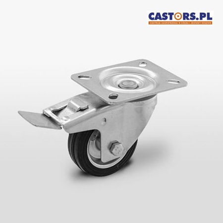 WYPRZEDAŻ - Koło metalowo-gumowe fi 100 obrotowe z hamulcem LO-CKPW-SG 100W-HC  koło metalowo-gumowe stalowa piasta  Nośność 70 kg / 100mm / wałeczkowe