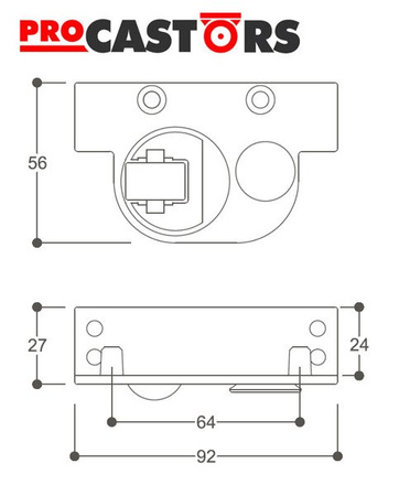 Zestaw kołowy obrotowy KEY F z regulowanym ślizgiem Nylon / włókno szklane / niebrudząca guma Max nośność 120kg