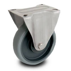 Zestaw kołowy nierdzewny stały TPX-WTE 100K1 z kołem polipropylenowym i gumową oponką. Nośność 100 kg / 100mm/ kulkowe