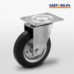 WYPRZEDAŻ - Koło metalowo-gumowe fi 200 obrotowe LO-CKPW-SG 200W  koło gumowe stalowa piasta  Nośność 230 kg / 200mm / wałeczkowe