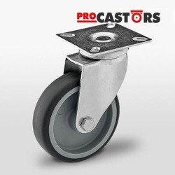 Zestaw kołowy skrętny KPA-TPA 75S z szarą gumą piasta polipropylen Nośność 60 kg / 75mm/ ślizgowe
