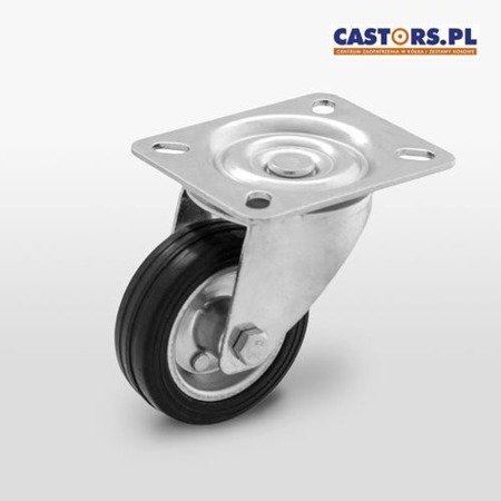 Zestaw kołowy skrętny CKPW-SG 100W  koło metalowo-gumowe stalowa piasta  Nośność 70 kg / 100mm / wałeczkowe
