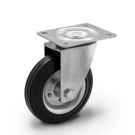 Zestaw kołowy skrętny CKPW-SG 200W  koło gumowe stalowa piasta  Nośność 230 kg / 200mm / wałeczkowe
