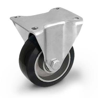 Zestaw kołowy stały TPM-ALGE 100K z kołem pełnym gumowym piasta aluminium. Nośność 160 kg / 100mm/ kulkowe