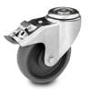 Zestaw kołowy skrętny z hamulcem KJE-WTE 200K1-HC z szarą gumą piasta polipropylenowa Nośność 220 kg / 200mm/ kulkowe